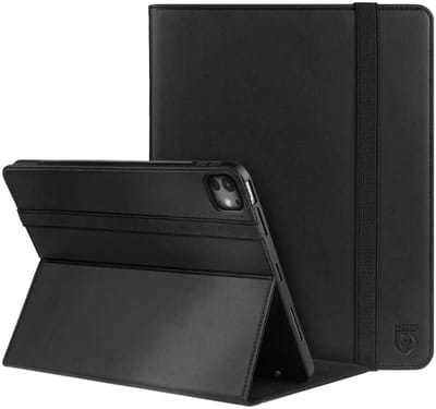 Rosso Element Hoes Geschikt voor iPad Pro 11 (2024/2025) | Book Case | Volledige bescherming | Elastische band | Sleep/Wake functie | Met Penhouder | Verstelbare standaard | Zwart