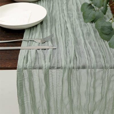 Semi-transparante gaas tafelloper salie kaasdoek tafelsetting dineren vintage bruiloft feest kerst banketten bogen taart decoratie 90*400cm