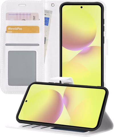 Hoesje - Met Pasjeshouder - Geschikt voor Samsung Galaxy A36 - Luxe Bookcase Portemonee - Flip Case - Kunstleer Book Case - Flipcase - Book Cover - Walletcase - Portemonneehoes - Telefoonhoesjes - Wit