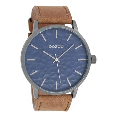 OOZOO Timepieces - Zwarte horloge met zand leren band - C9442