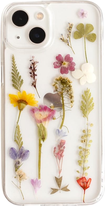 Casies droogbloemen hoesje geschikt voor Apple iPhone 17 - gedroogde bloemen telefoonhoesje - Dried Flower Soft Case TPU - Transparant