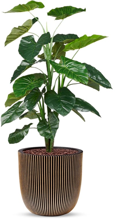 Kunstplant Philodendron in Planter Ball groove zwartgoud H130 cm