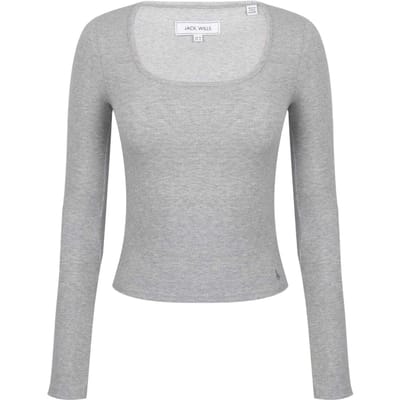 Jack Wills Effen dames/dames T-shirt met lange mouwen met vierkante hals (Grijs Marl Marl)