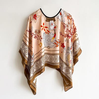 Sjaals Zomer Strand Sexy Dames Mode Print Chiffon Tuniek Bikini Cover-up Losse Blouse Zonbescherming Comfortabele Poncho beige