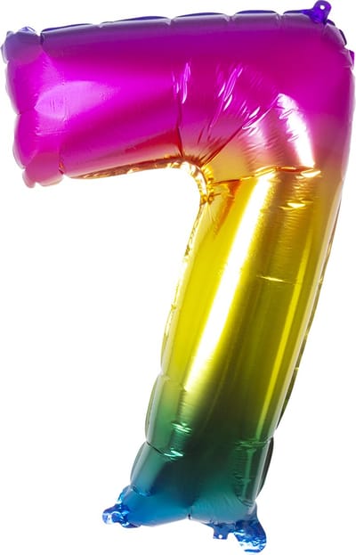 Boland - Folieballon '7' regenboog (86 cm) 7 - Multi - Cijfer ballon