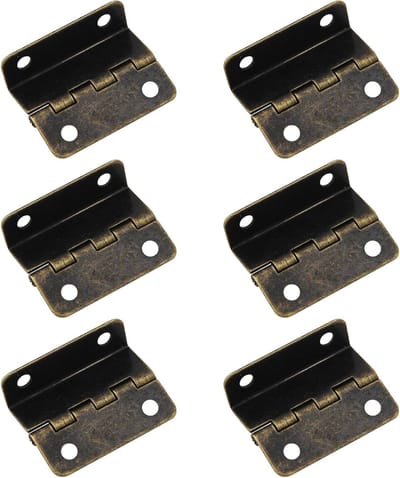 Set van 6 Decoratieve Box Scharnieren - 41mm Halvemaal Scharnieren voor Deuren, Kasten en Sieradenboxen in Antiek Brons