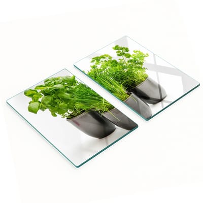 Gehard glazen planken met decoratief patroon, kruiden in potten, 2x40x52 cm