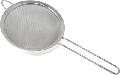 Concorde Keuken vergiet/zeef met steel - metaal - grijs - D18 x L37 cm