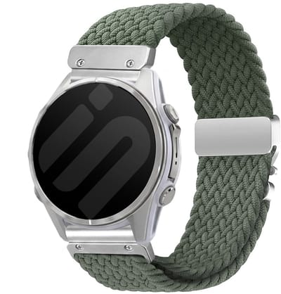 Strap-it Garmin Fenix Universeel 22mm gevlochten bandje met P-buckle - horlogebandje geschikt voor Garmin Fenix 9 (Pro) 47mm - Fenix 8 (Pro-E-47mm) - Fenix 7 (Solar-Pro) - 6 (Solar-Pro) - Fenix 5 (Plus) - Groen/zilver