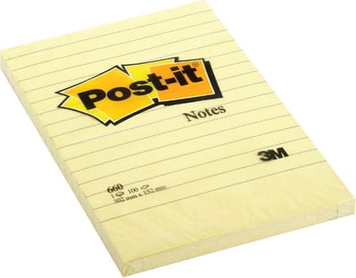 Memoblok Post-it 660 lijn 102x152mm canary yellow | 6 stuks