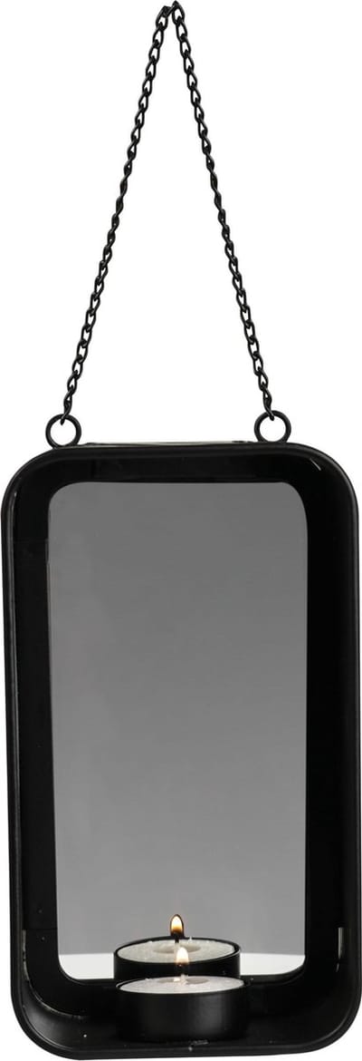 Gusta Wand waxinelichthouder zwart 1 houder 18 cm