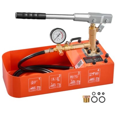 VEVOR hydraulische druktestpomp 7,57 L 0-50 bar, enkelventiel, handdrukpomp met manometer en tank, voor pijpleidingen, waterleidingen, verwarmingssystemen, druk- en lektesten.