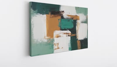 Saammp Canvas Schilderij - Patroon - Groen - Abstract - 45x30 - Foto op canvas - Wanddecoratie - Muurdecoratie Woonkamer - Slaapkamer decoratie - Canvas Print