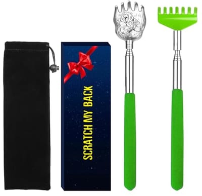 2-pack rugkrabber - draagbare metalen roestvrijstalen massagetool - cadeau voor hem en haar