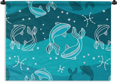 Wandkleed - Wanddoek - Vissen - Zodiac - Design - 60x45 cm - Wandtapijt