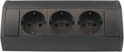 3-Way Base Socket with Aluminium Housing and 100 cm Cable
