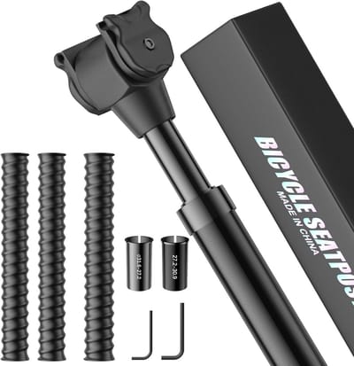 Fiets Zadelpen - Verende Zadelpen - Comfortabel Fietsen - Drie Verstelbare - 27.2 30.9 31.6 mm - Zwart