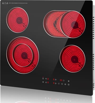 Elektrische Kookplaat - Keramische Kookplaat - Koken in Keuken - Vier Zones - 60 cm - Zwart