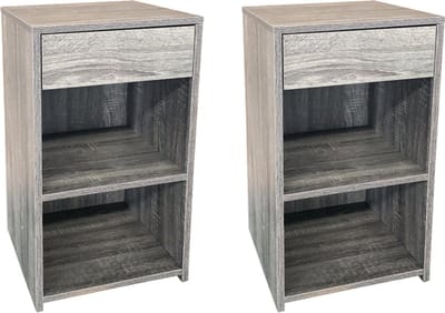 VDD - Nachtkastje - Nachtkastje set van 2 - Nachtkastjes - Nachtkastje grijs - Nachtkastje hout - Nachtkastjes grijs
