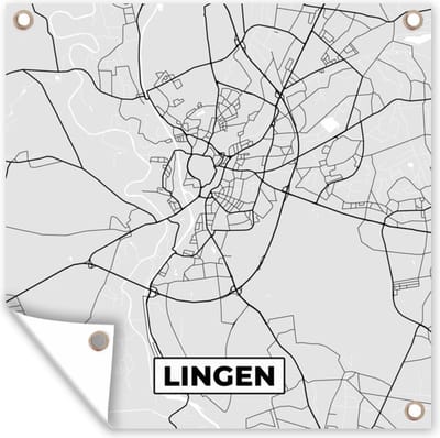 Tuin poster Plattegrond - Duitsland - Lingen - Kaart - Stadskaart - 200x200 cm - Tuindoek