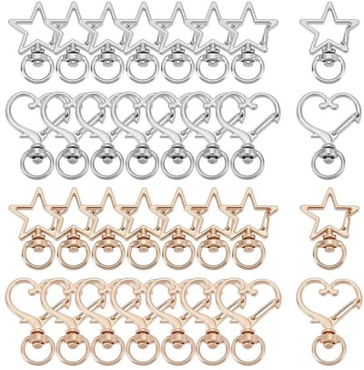 Dailygoods- Karabijnhaken 32 stuks - Draaibare Sluitingen - Sleutelhanger - Sieraden Maken - Gemengde Kleuren - Compact Formaat - Sleutelhangers