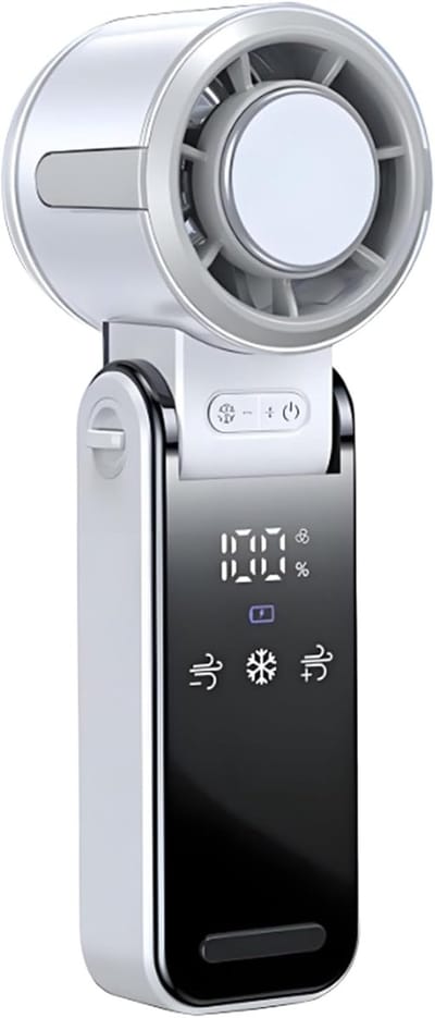 Draagbare ventilator voor op reis - draagbare nekventilator, handventilator, licht, stil, outdoor, meerdere snelheden, voor thuis, camping, , wandelen - wit