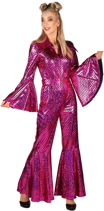 Catsuit Dazzling Star Roze - Jaren 80 & 90 - Dames - Disco - Volwassenen - Maat L