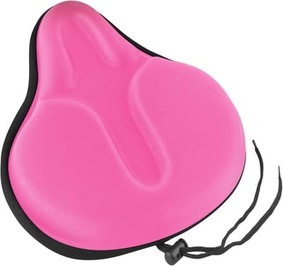 Famanu - Zadelhoes, 29 x 26 cm, traagschuim, fiets voor heren en dames, zacht, comfortabel, ademend, brede fietszadelhoes voor mountainbike, racefiets, hometrainer, fiets (roze)