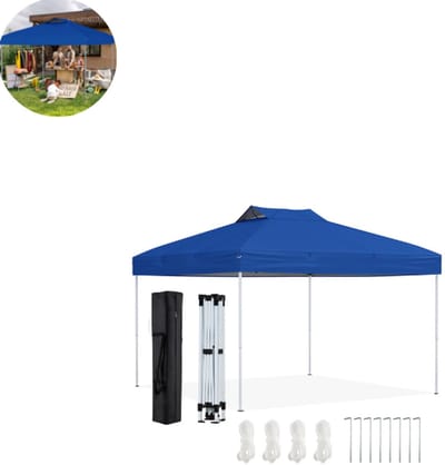 Partytent opvouwbaar - Paviljoen - 3x3 - Easy up - Waterdicht - met Zijwanden - Weerbestendig - Blauw