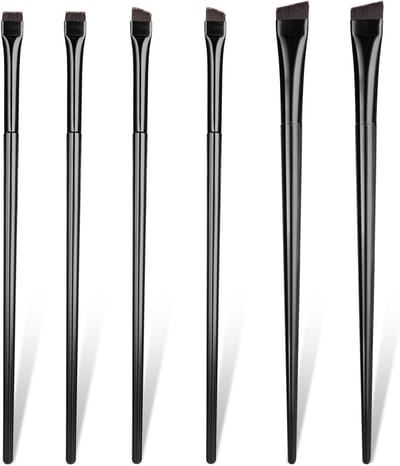 Oblique Eyeliner Brush en Eyebrow Brush Set - 6-delige Make-up Kwasten voor Oogschaduw en Eyeliner Applicatie
