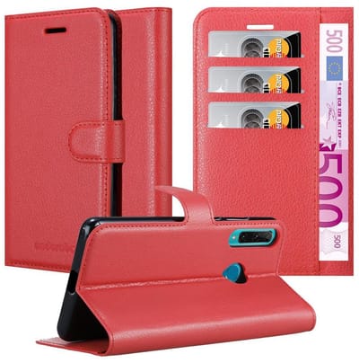 Cadorabo Hoesje geschikt voor Honor 20e in KARMIJN ROOD - Beschermhoes met magnetische sluiting, standfunctie en kaartvakje Book Case Cover Etui