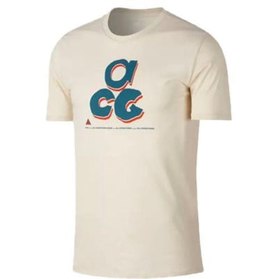Nike Shirt met Patroonprint Losse Korte Mouw Unisex Tops Beige BQ6844-271 M beige