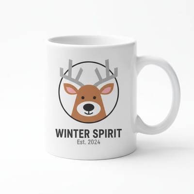Winter Spirit Hert Mok 330ml – Feestelijke Keramische Koffie- en Theebeker – Gezellig Holiday Cadeau 2024