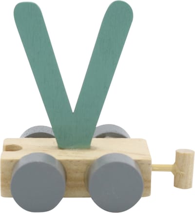 Lettertrein V groen | * totale trein pas vanaf 3, diverse, wagonnetjes bestellen aub