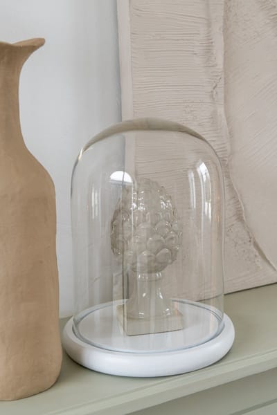 J-Line Decoratieve stolp - glas/hout - wit - small
