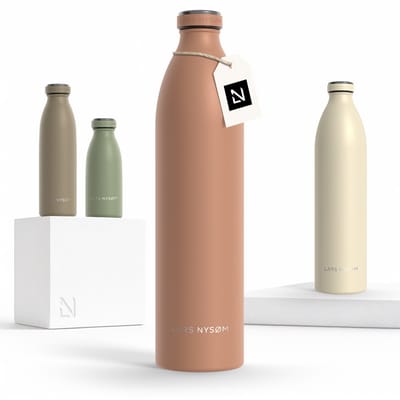LARS NYSØM Ren Roestvrijstalen drinkfles 1500ml - BPA-vrij geïsoleerde waterfles 1,50 Liter (Blush Rose)