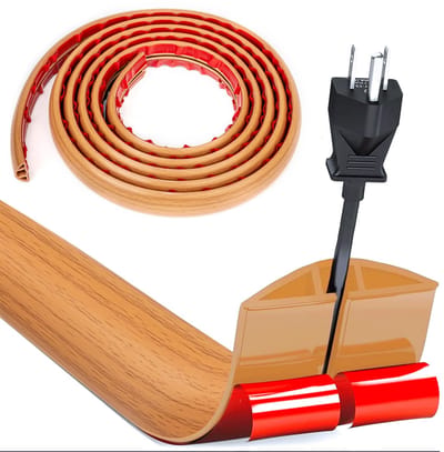 Kabelbrug 3,0m x 3cm - Houtnerf PVC vloerbescherming - Flexibel en duurzaam - Beschermt kabels in kantoor - ShopVlot