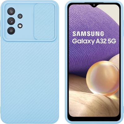 Cadorabo Hoesje geschikt voor Samsung Galaxy A32 5G in Bonbon Licht Blauw - Beschermhoes van flexibel TPU-silicone Case Cover en met camerabescherming