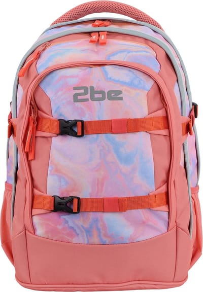 2be New ErgonomischSchoolrugzak met 15 inch laptopvak - Koraalroze - Koraalroze
