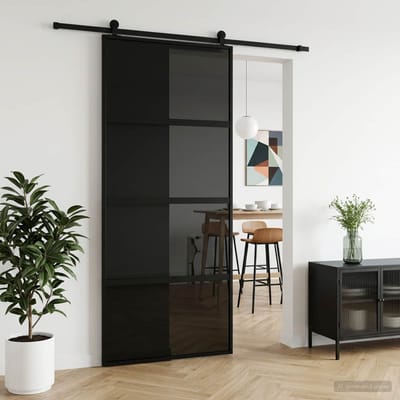 vidaXL - Schuifdeur - 90 - x - 205 - cm - Gehard - glas - en - aluminium