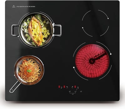 Core® Elektrische Kookplaat 4 Pits - Elektrische Fornuis - Elektrische Kookplaat Vrijstaand - 4 Kookzones - Kinderslot - Zwart - 52cm x 59cm x 6cm