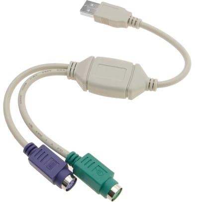 BeMatik - USB naar PS2-adapter (1 USB-A mannelijk naar 2 MiniDIN 6-pins vrouwelijk)