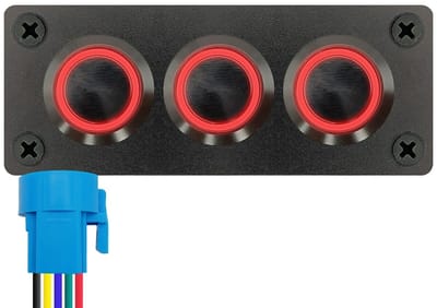 ProRide Metalen drukschakelaar 220V ON-OFF - Inbouwpaneel drievoudig - 22mm - IP67 - LED indicatie Rood