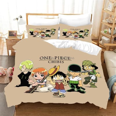 ONE PIECE Dekbedovertrek Beddengoed Set Japanse Anime Decoratief Beddengoed Dekbedsets Jongens Meisjes Baby Tiener Bedset Beddengoed Cadeau US Queen 228x228cm