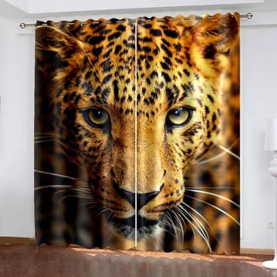 Dier Wolf Cheetah Luipaard Raamgordijn Keuken Slaapkamer Decoratieve Gordijn Paneel Gordijnen voor Woonkamer 100W160H(CM)40x63in&Grommet Top orange