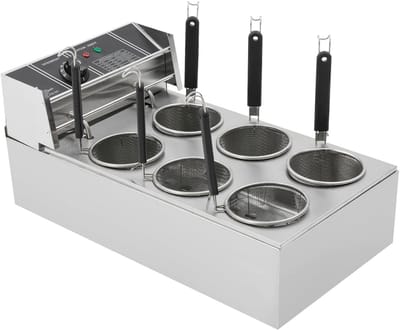 Elektrische Pastamachine - Pastakoker - Feesten Banketten - 6 Manden Grote Capaciteit - 20 Liter 2000W - Zilver