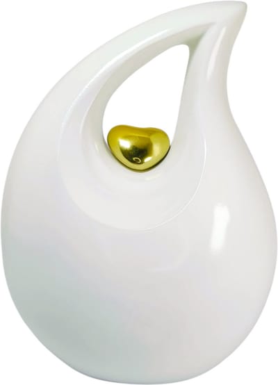 XXL As Urn - 3.8 Liter - Teardrop - Druppel Urn - Crematie Urn - Uniek - Voor Huisdieren of Menselijk As - Crematie As - Decoratie Urn - White