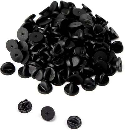 100 stuks vlindersluiting, pennen, rubberen pins, sluiting voor reversspeldjes, sieraden maken, hoeden, badges, uniform (zwart 11,5 mm diameter)