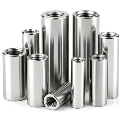 12 stuks M4 ronde schroefdraadmof, M4 x 8 x 30 mm, ronde , 304 roestvrij staal, verbindingsmoeren, lange moer, koppelingsmoer, binnendraad, afstandsmof, staafmoer, voor machines, meubels