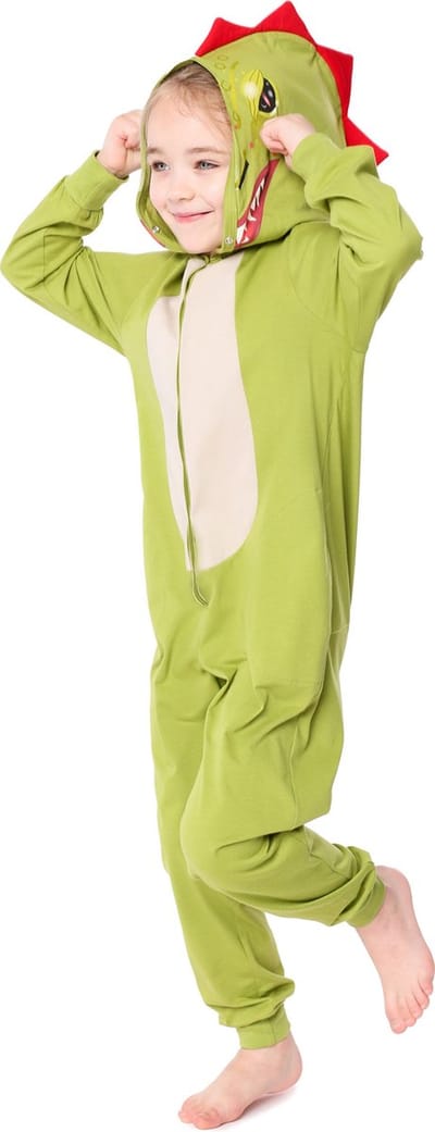 Ladeheid Kinderen Pyjama - Overal slapen - Lange mouwen - Lange broek - Katoen - LA-LA40-232-PJ - Groen Dino - 110-116
